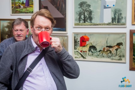 Coffe and art... mmm the perfect mix Peter at the gallery launch