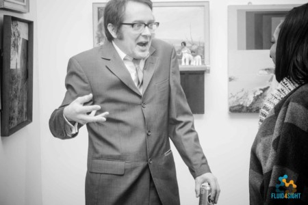 James is expressing his excitement James talks to audience with excitement